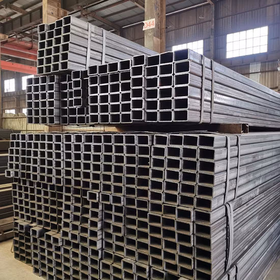 ERW S235jr S355jrh Q195 A36 Tubo quadrado Gi retangular Tubo de aço soldado de carbono para construção de fábrica na China